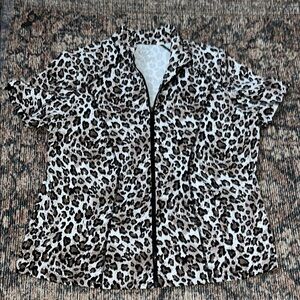 Chico's Leopard Print Short Sleeve Top - Black and Brown